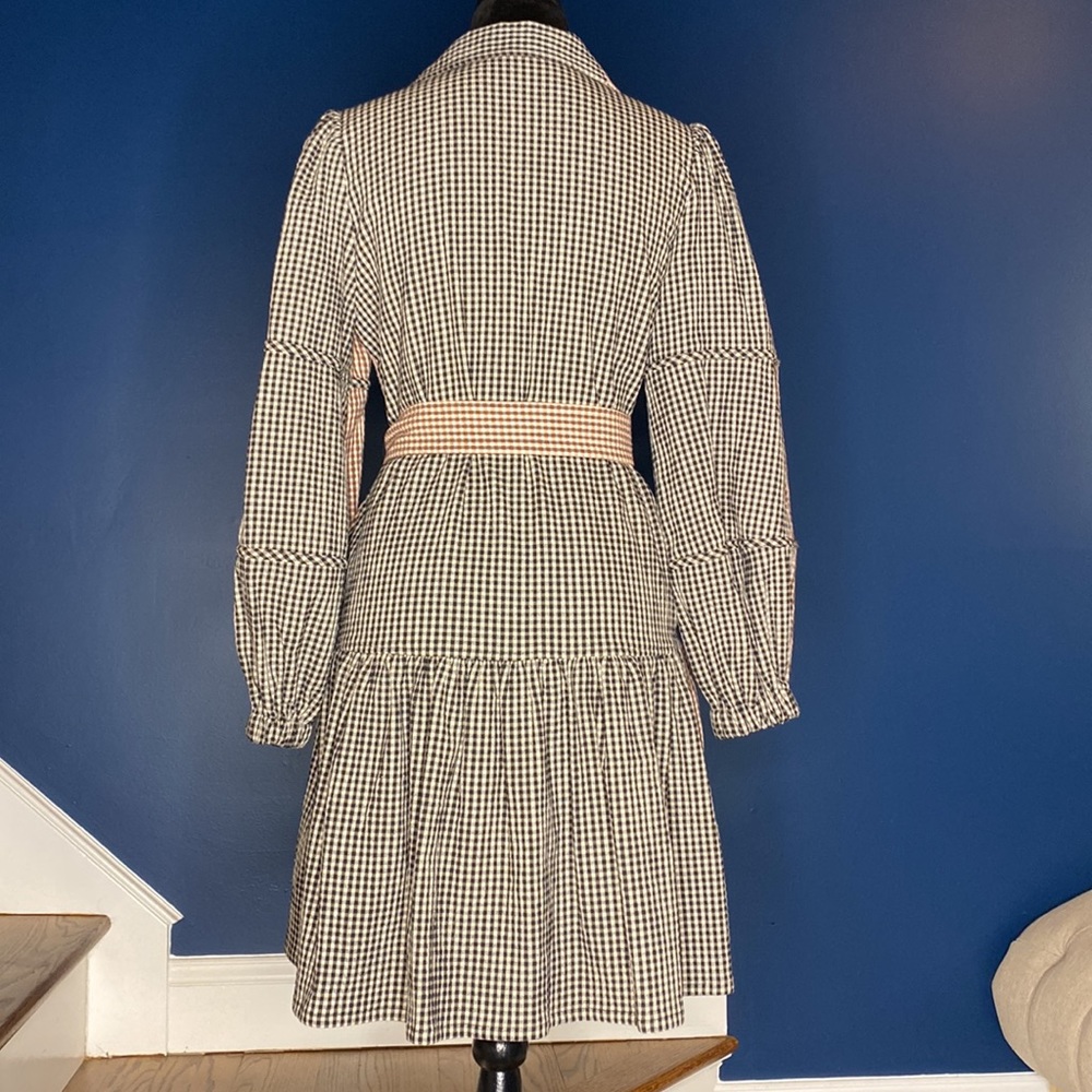 PEARL by Lela Rose Checked Seersucker Shirt Dress size small - Picture 4 of 11